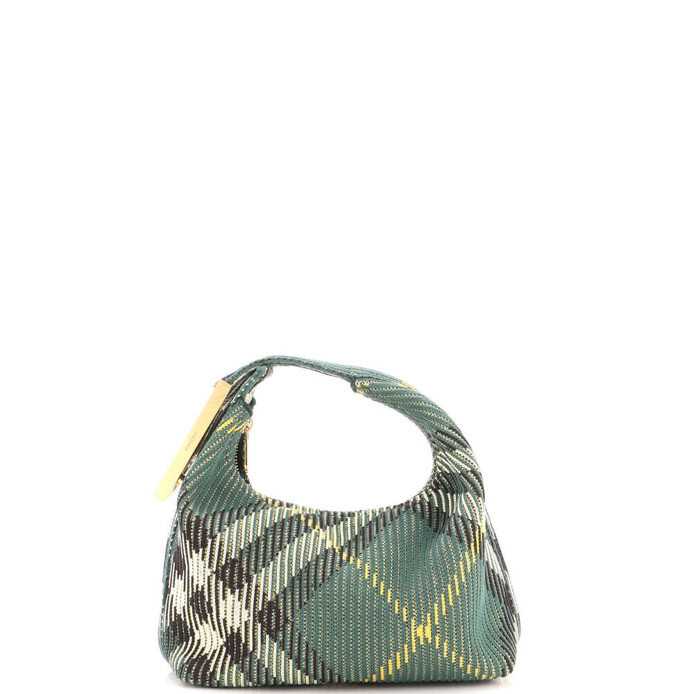 Burberry Mini Peg Handle Bag Knit Check Fabric